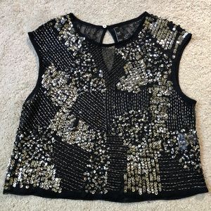 ZARA sequin mesh top - XS